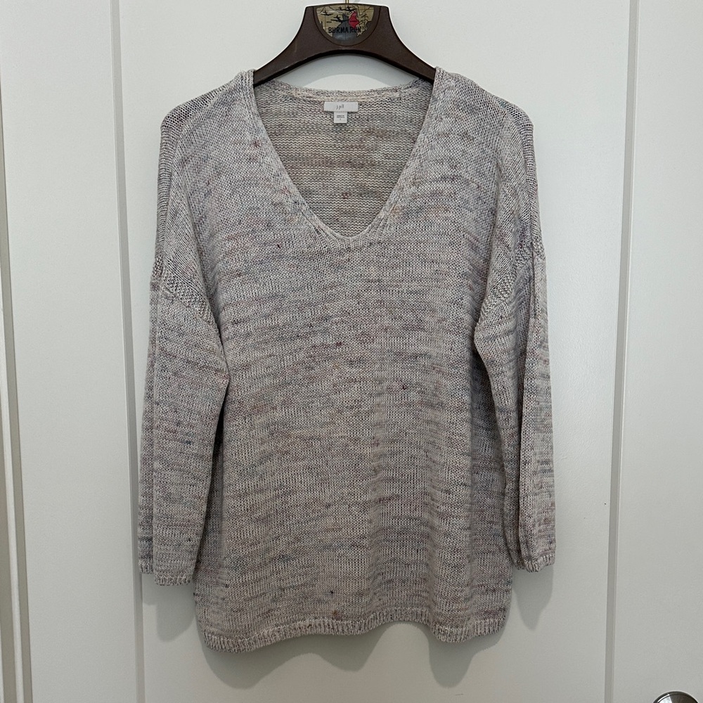J. Jill V-Neck Sweater - Light Gray